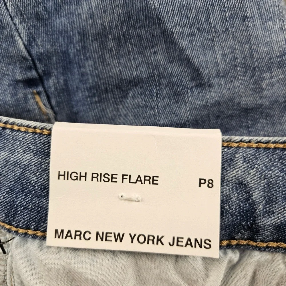 Marc New York High Rise‎ Flare Jeans Medium Wash Front Seam 8P NWT